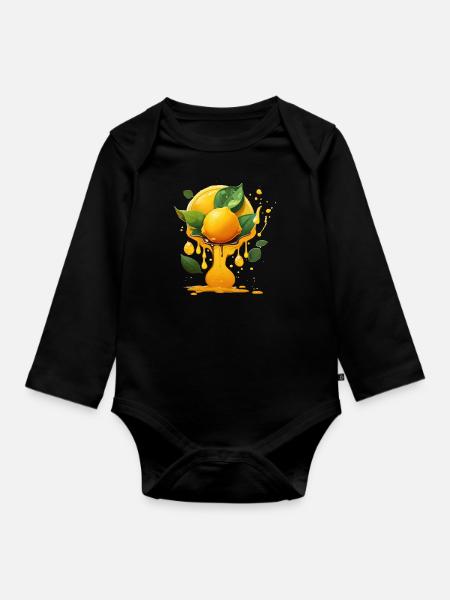 Zitrone - Baby Bio-Langarm-Body - Schwarz