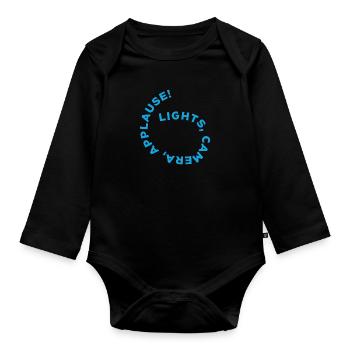 Lights, Camera, Applause! - Organic Longsleeve Baby Bodysuit - black - Front