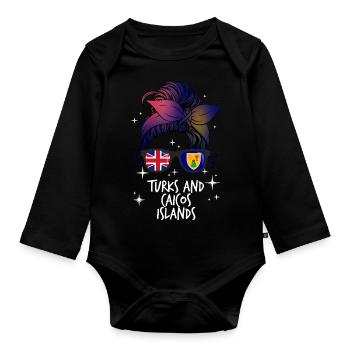 Turks und Caicosinseln - Baby Bio-Langarm-Body - Schwarz - Vorne