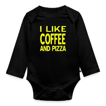 Pizza - Baby Bio-Langarm-Body - Schwarz - Vorne