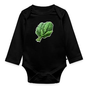 Bouquet d’épinards - Body Bébé bio manches longues - noir - Devant
