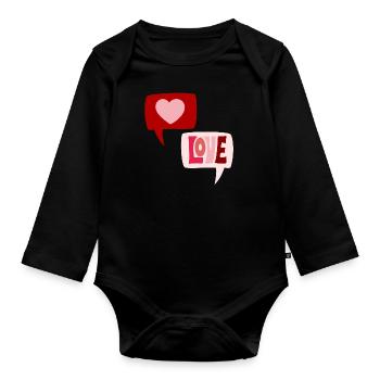 Sprechblasen Liebe Love Valentinstag 2403-5 - Baby Bio-Langarm-Body - Schwarz - Vorne
