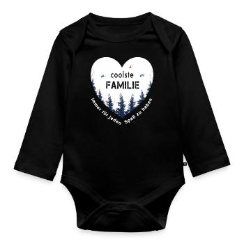 coolest family - Organic Longsleeve Baby Bodysuit - black - Front
