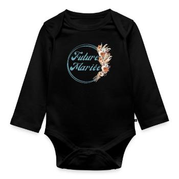Bride-to-be Rustic Flowers - Matching tshirt - Organic Longsleeve Baby Bodysuit - black - Front