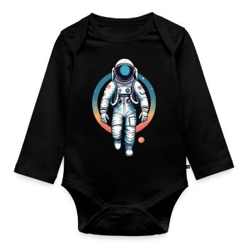 Der Astronaut im All - Baby Bio-Langarm-Body - Schwarz - Vorne