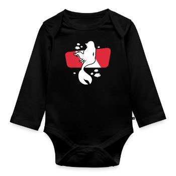 Drapeau de plongée drôle - sirène plongeuse - Body Bébé bio manches longues - noir - Devant