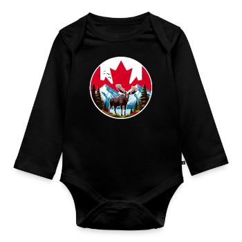 Kanada 2 - Baby Bio-Langarm-Body - Schwarz - Vorne