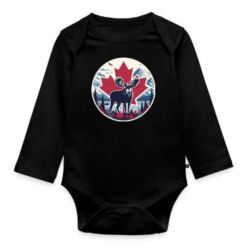 Kanada 5 - Baby Bio-Langarm-Body - Schwarz - Vorne