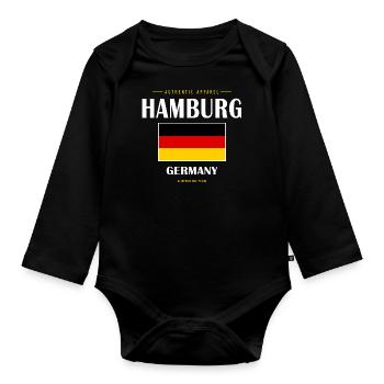 Hamburg - Organic Longsleeve Baby Bodysuit - black - Front