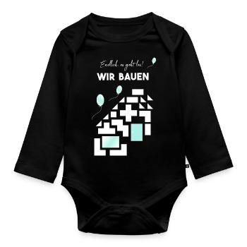 Nous construisons du blanc sans un an - Body Bébé bio manches longues - noir - Devant