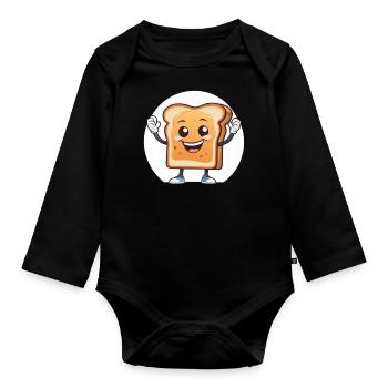 Happy Toast - Organic Longsleeve Baby Bodysuit - black - Front