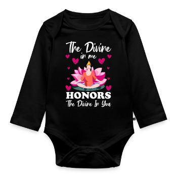 Yoga Zen Awareness - Organic Longsleeve Baby Bodysuit - black - Front