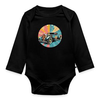 Retro Hot Rod - Organic Longsleeve Baby Bodysuit - black - Front