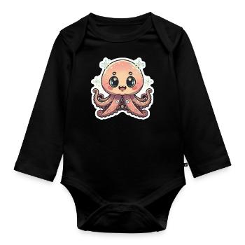 Octopus Lover - Organic Longsleeve Baby Bodysuit - black - Front