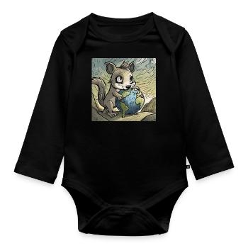 Cute Anime Design - Organic Longsleeve Baby Bodysuit - black - Front