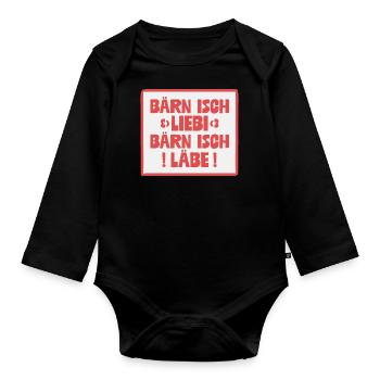 Bärn isch Liebi Bärn isch Läbe - Organic Longsleeve Baby Bodysuit - black - Front
