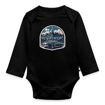 Amerikanischer Oldtimer und Sportwagen - Baby Bio-Langarm-Body - Schwarz - Vorne