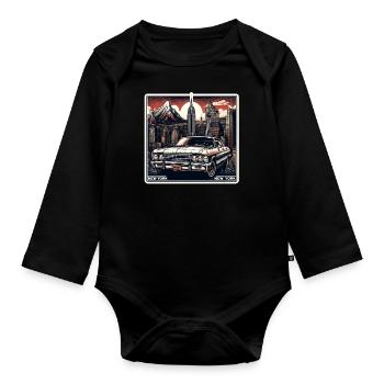 Amerikanischer Oldtimer und Sportwagen - Baby Bio-Langarm-Body - Schwarz - Vorne