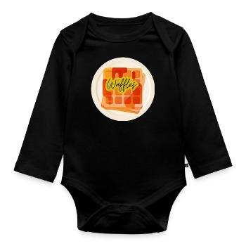 Breakfast waffles - Organic Longsleeve Baby Bodysuit - black - Front