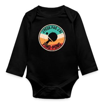 Ich kann nicht, ich habe Ping Pong - Baby Bio-Langarm-Body - Schwarz - Vorne