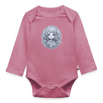 Joie de vivre rayonnante : une fille dans le bonheur - Body Bébé bio manches longues - mauve - Devant