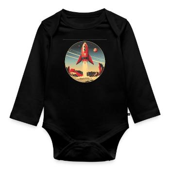 Rocket Launch from Planet Earth - Journey to Mars - Organic Longsleeve Baby Bodysuit - black - Front