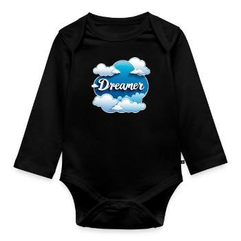 rêver - rêveur - rêveuse - rêve - rêverie - Body Bébé bio manches longues - noir - Devant