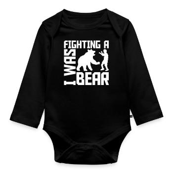 I Was Fighting A Bear Surgery Broken Arm Injury - Organic Longsleeve Baby Bodysuit - black - Front