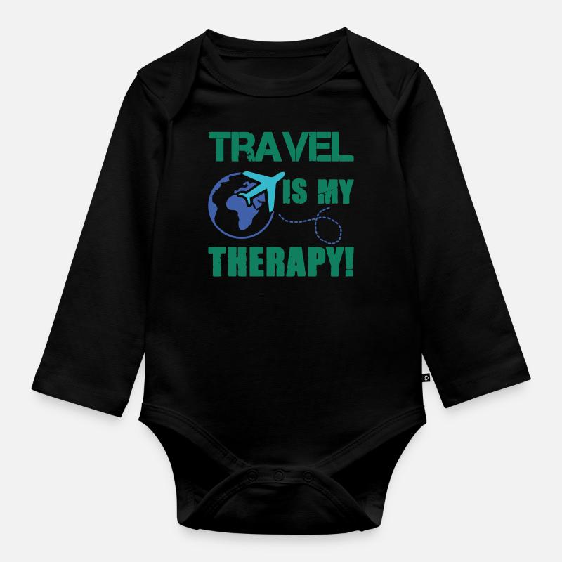 travel therapy - Baby Bio-Langarm-Body - Schwarz