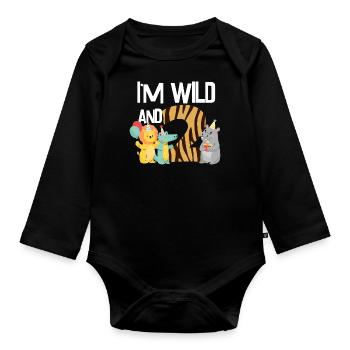 I'm wild and 2 Safari jungle - Baby Bio-Langarm-Body - Schwarz - Vorne