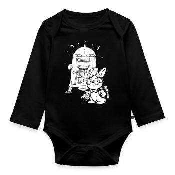 Zeitreisender Zeitreise - Baby Bio-Langarm-Body - Schwarz - Vorne
