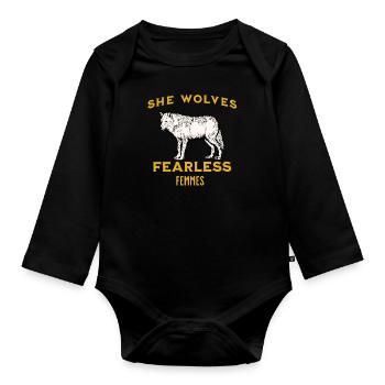 Alpha Femme She-Wolf Leader Pack Queen Girl Power - Organic Longsleeve Baby Bodysuit - black - Front