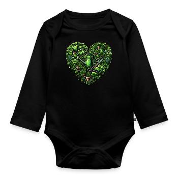 Houseplant Heart - Organic Longsleeve Baby Bodysuit - black - Front