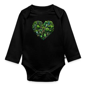 Plant garden - Organic Longsleeve Baby Bodysuit - black - Front