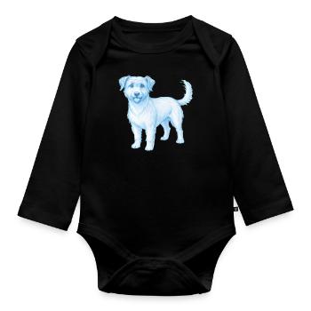 dog hand draw pencil - Baby Bio-Langarm-Body - Schwarz - Vorne