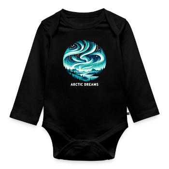 Murmures de l’Arctique - Body Bébé bio manches longues - noir - Devant