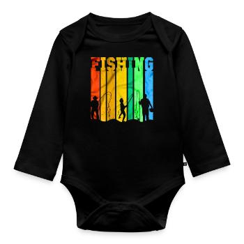 fisch, fisch, angeln, see, meer, angeln, fauna, exotisch - Baby Bio-Langarm-Body - Schwarz - Vorne