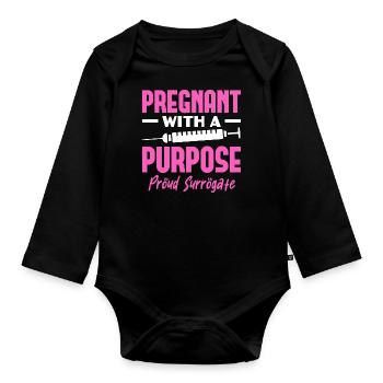 Pregnant with a purpose Proud surrogate - Baby Bio-Langarm-Body - Schwarz - Vorne