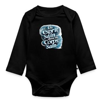 Feel good in a healthy body - Organic Longsleeve Baby Bodysuit - black - Front