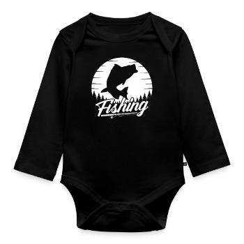 fish, fish, fishing, lake, sea, fishing, fauna, exotic - Organic Longsleeve Baby Bodysuit - black - Front