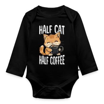 Cat Coffee Cat Lover Coffee Lover - Organic Longsleeve Baby Bodysuit - black - Front