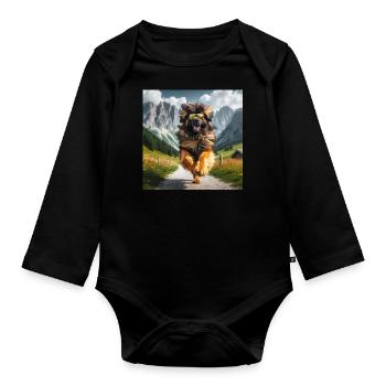 Leonberger Art - Organic Longsleeve Baby Bodysuit - black - Front