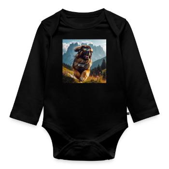 Leonberger Art - Organic Longsleeve Baby Bodysuit - black - Front