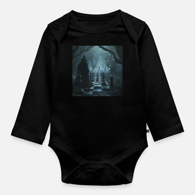 échecs - Body Bébé bio manches longues - noir