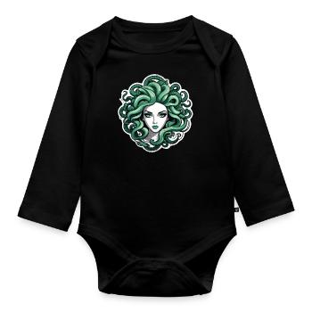 Medusa Griechische Mythologie Monster - Baby Bio-Langarm-Body - Schwarz - Vorne