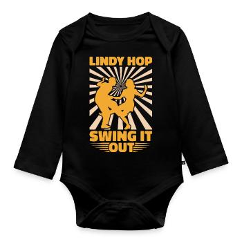 Lindy Hop Tänzer Swing Tanzpaar Swing Dance - Baby Bio-Langarm-Body - Schwarz - Vorne