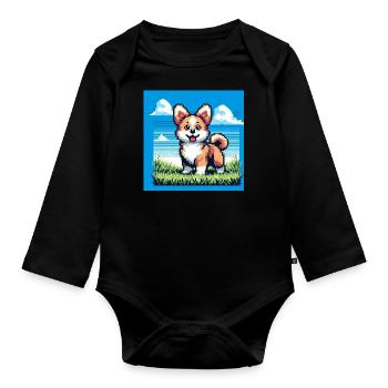 Lustiger Hund - Baby Bio-Langarm-Body - Schwarz - Vorne