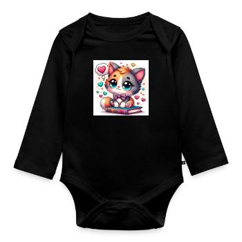 Fantasy-Kätzchen - Baby Bio-Langarm-Body - Schwarz - Vorne