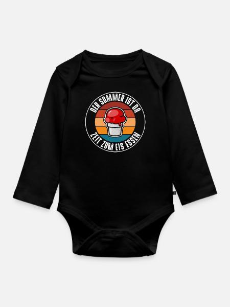 Summer is here - Organic Longsleeve Baby Bodysuit - black