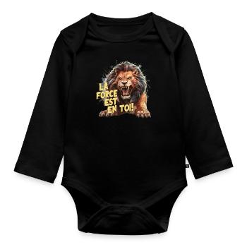 The strength is in you - Organic Longsleeve Baby Bodysuit - black - Front